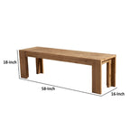 Banc en bois d'acacia massif avec pieds en équerre, marron