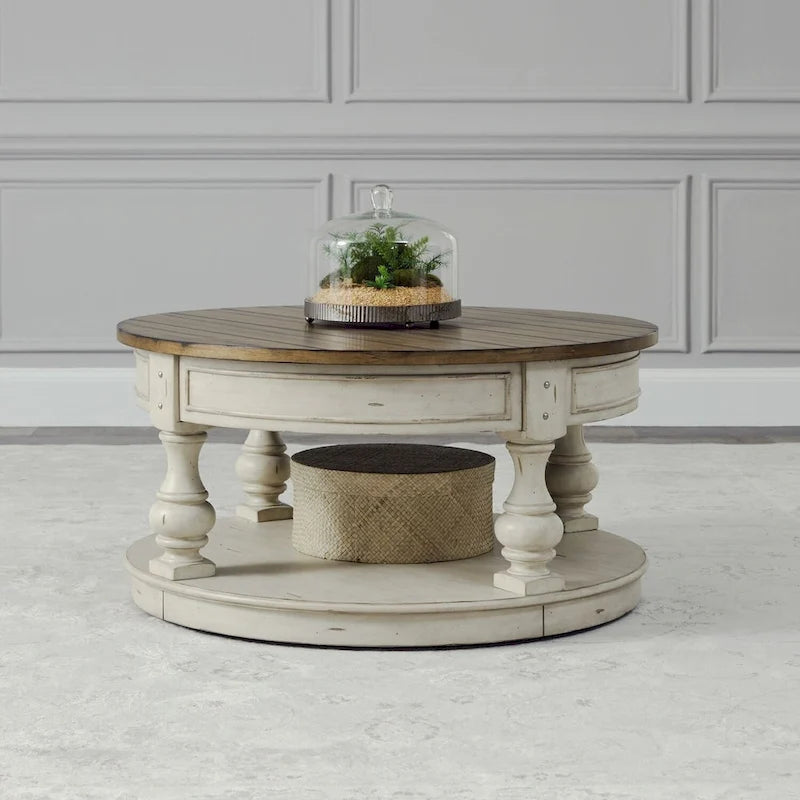 Ensemble 3 pièces blanc cassé Morgan Creek (1 table basse, 2 tables d'appoint)