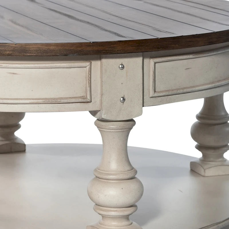 Ensemble 3 pièces blanc cassé Morgan Creek (1 table basse, 2 tables d'appoint)