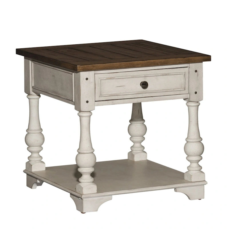 Ensemble 3 pièces blanc cassé Morgan Creek (1 table basse, 2 tables d'appoint)