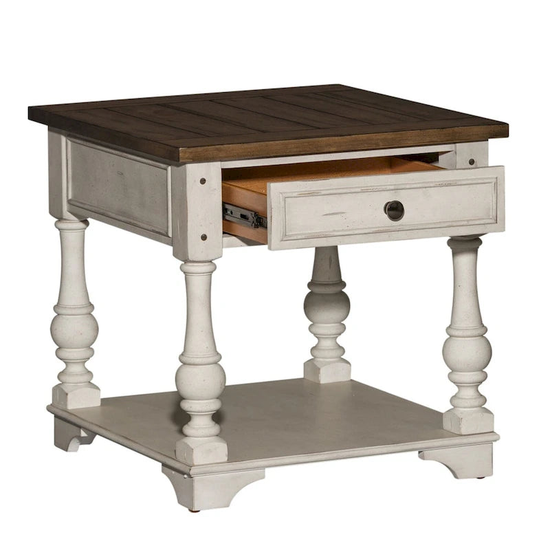 Ensemble 3 pièces blanc cassé Morgan Creek (1 table basse, 2 tables d'appoint)