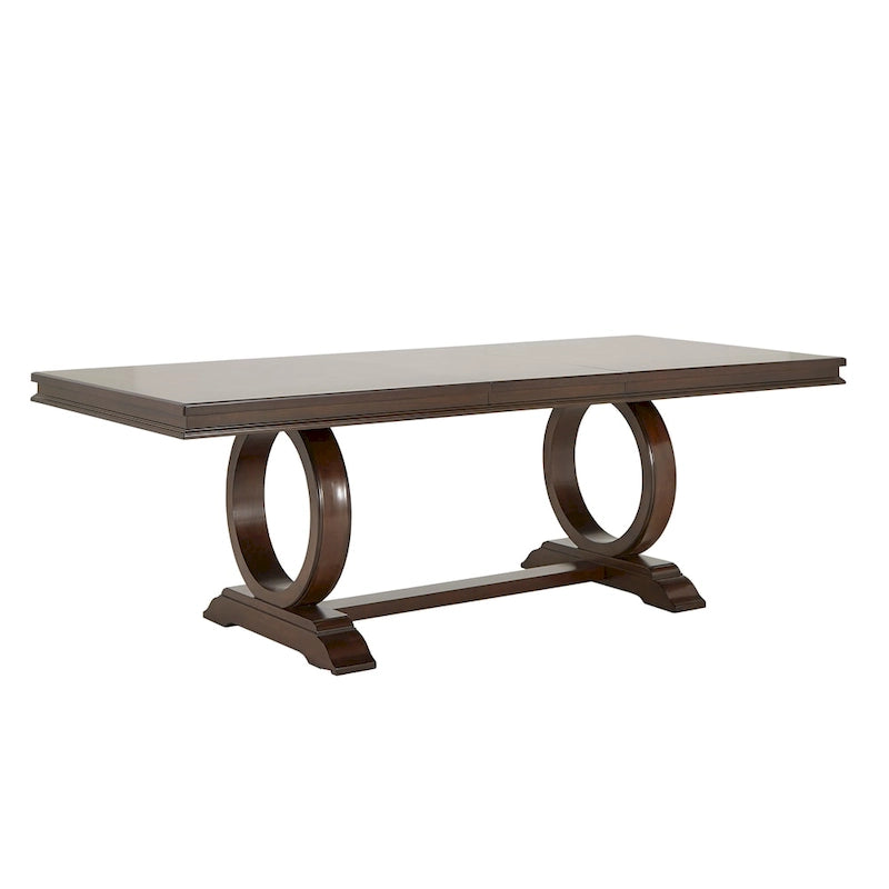 Ensemble de salle à manger rectangulaire extensible Willa en bois de cerisier foncé et tissu beige par iNSPIRE Q Classic