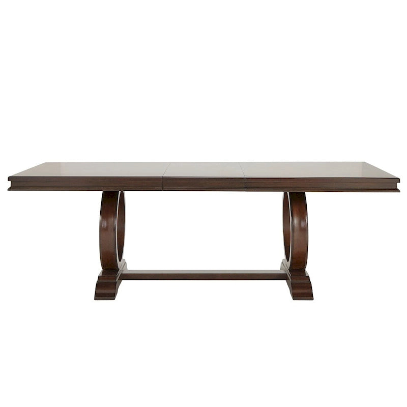 Ensemble de salle à manger rectangulaire extensible Willa en bois de cerisier foncé et tissu beige par iNSPIRE Q Classic