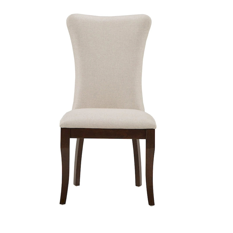 Ensemble de salle à manger rectangulaire extensible Willa en bois de cerisier foncé et tissu beige par iNSPIRE Q Classic