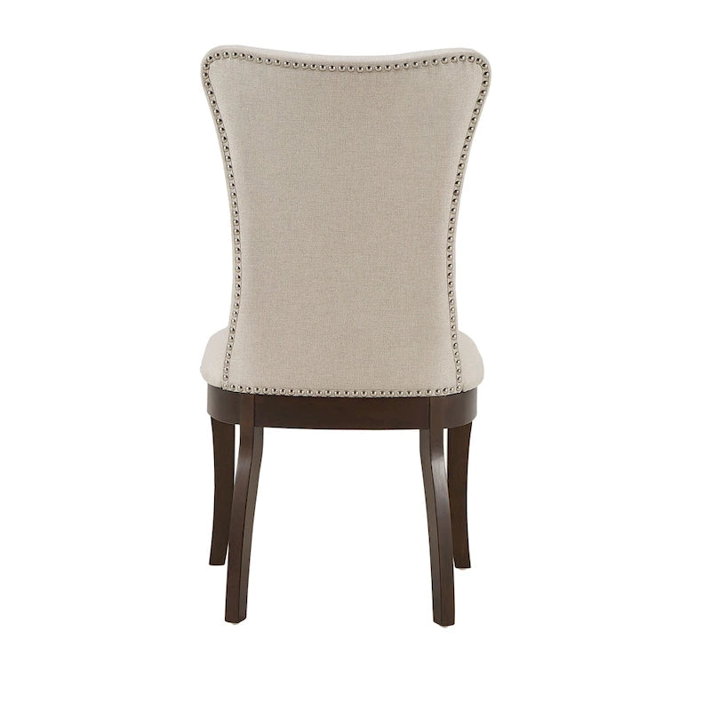 Ensemble de salle à manger rectangulaire extensible Willa en bois de cerisier foncé et tissu beige par iNSPIRE Q Classic