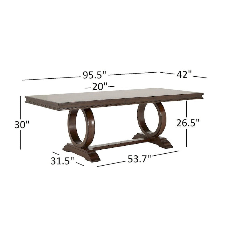 Ensemble de salle à manger rectangulaire extensible Willa en bois de cerisier foncé et tissu beige par iNSPIRE Q Classic
