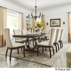 Ensemble de salle à manger rectangulaire extensible Willa en bois de cerisier foncé et tissu beige par iNSPIRE Q Classic