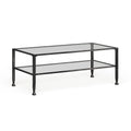 Table basse rectangulaire en métal noir avec plateau en verre et étagère inférieure Glenn de SEI Furniture