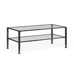 Table basse rectangulaire en métal noir avec plateau en verre et étagère inférieure Glenn de SEI Furniture