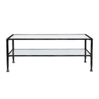 Table basse rectangulaire en métal noir avec plateau en verre et étagère inférieure Glenn de SEI Furniture