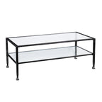 Table basse rectangulaire en métal noir avec plateau en verre et étagère inférieure Glenn de SEI Furniture
