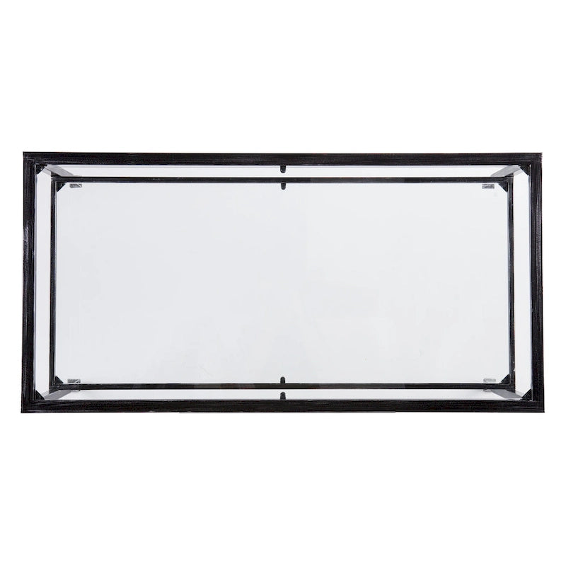 Table basse rectangulaire en métal noir avec plateau en verre et étagère inférieure Glenn de SEI Furniture