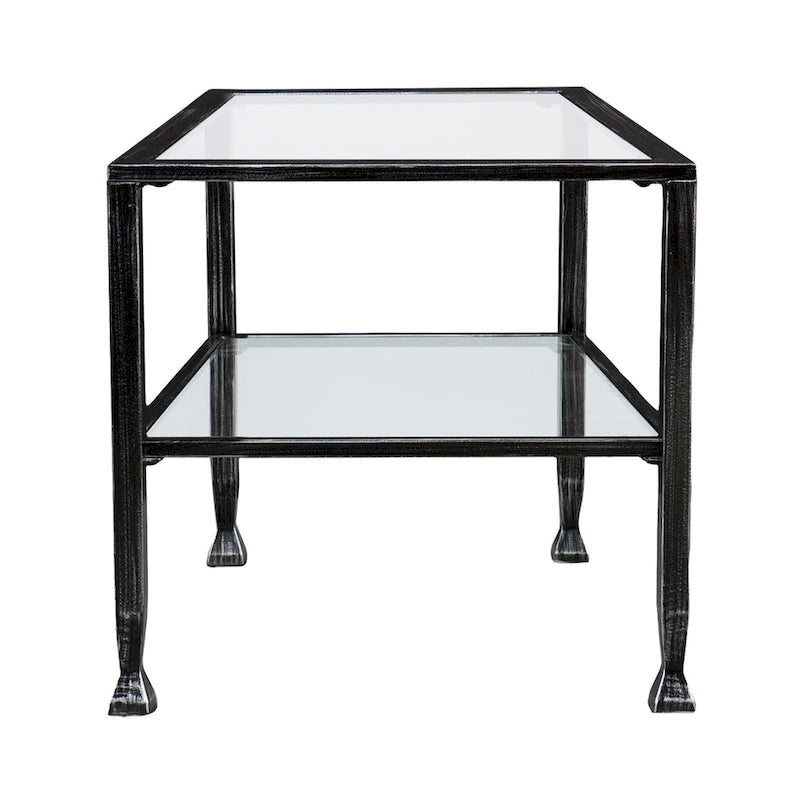 Table basse rectangulaire en métal noir avec plateau en verre et étagère inférieure Glenn de SEI Furniture
