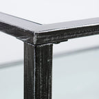 Table basse rectangulaire en métal noir avec plateau en verre et étagère inférieure Glenn de SEI Furniture