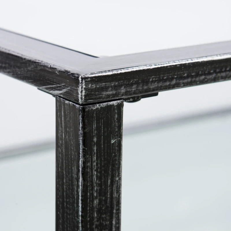 Table basse rectangulaire en métal noir avec plateau en verre et étagère inférieure Glenn de SEI Furniture