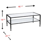 Table basse rectangulaire en métal noir avec plateau en verre et étagère inférieure Glenn de SEI Furniture