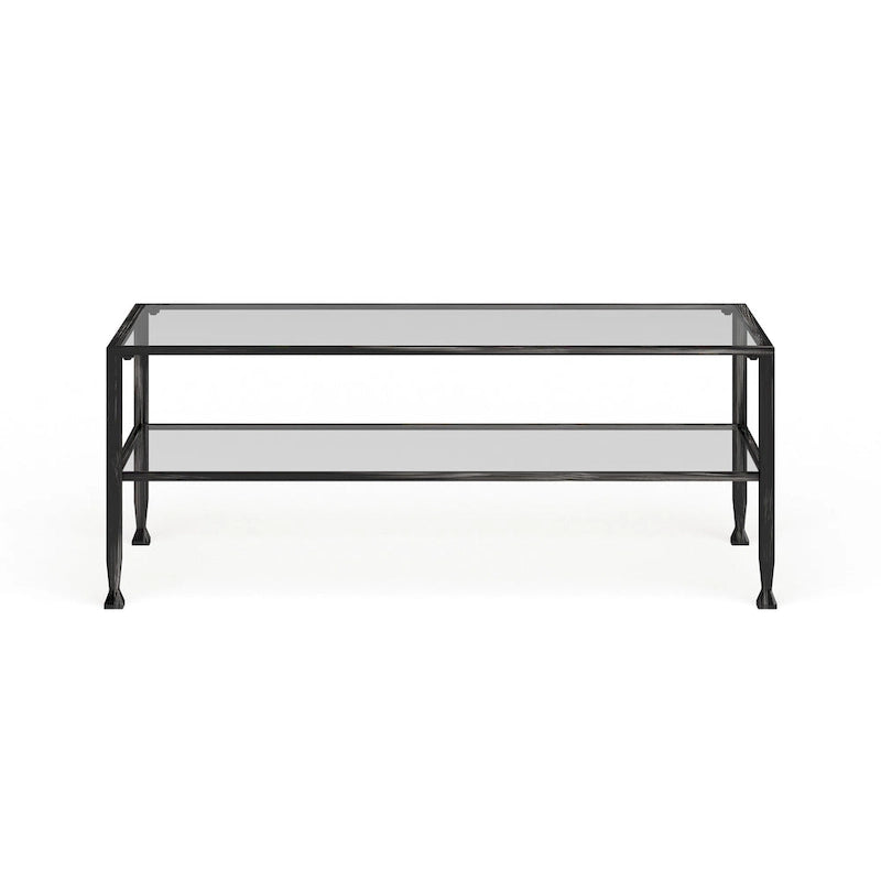 Table basse rectangulaire en métal noir avec plateau en verre et étagère inférieure Glenn de SEI Furniture