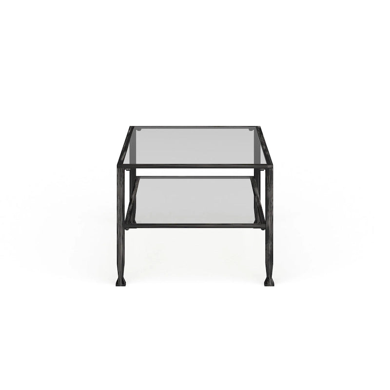 Table basse rectangulaire en métal noir avec plateau en verre et étagère inférieure Glenn de SEI Furniture