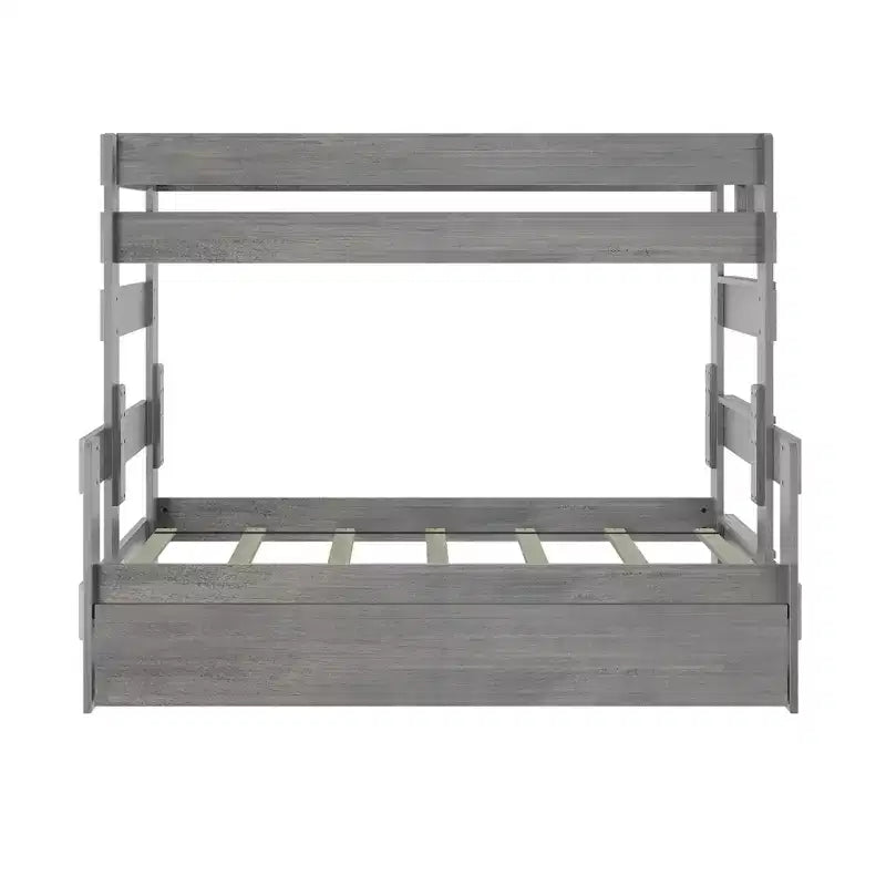 Lit superposé simple sur double de style ferme en bois massif Plank+Beam avec lit gigogne