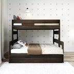 Lit superposé simple sur double de style ferme en bois massif Plank+Beam avec lit gigogne
