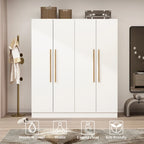 Armoire Kerrogee 4 portes avec tringle de suspension, 70,9H x 63W, blanche
