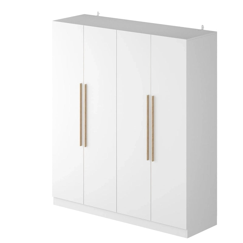Armoire Kerrogee 4 portes avec tringle de suspension, 70,9H x 63W, blanche