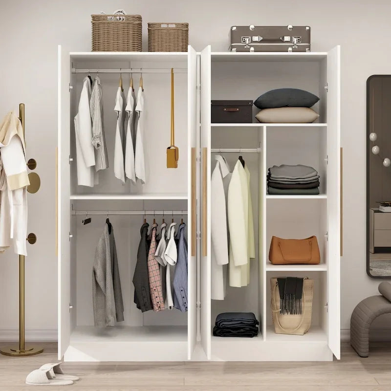 Armoire Kerrogee 4 portes avec tringle de suspension, 70,9H x 63W, blanche