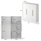 Armoire Kerrogee 4 portes avec tringle de suspension, 70,9H x 63W, blanche