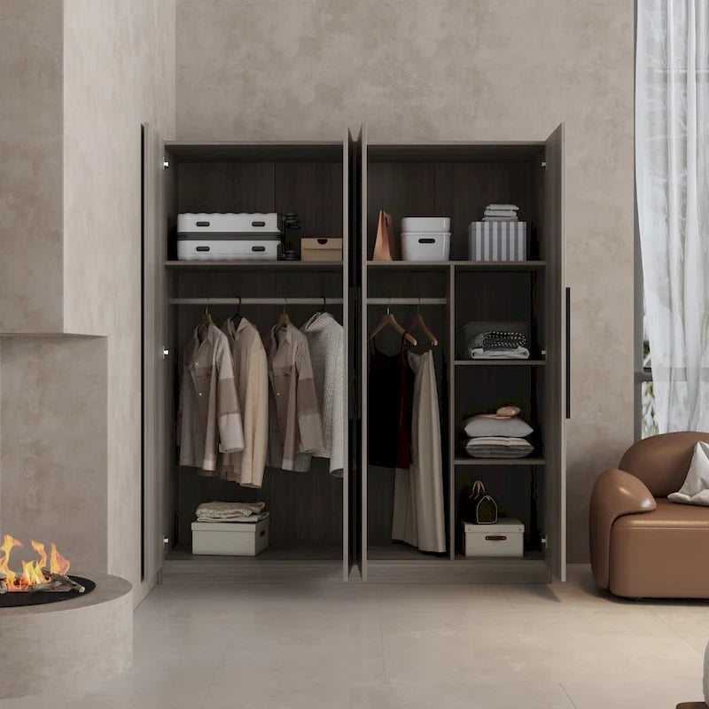 Armoire Kerrogee 4 portes avec tringle de suspension, 70,9H x 63W, blanche