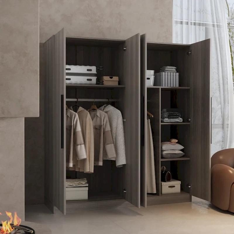 Armoire Kerrogee 4 portes avec tringle de suspension, 70,9H x 63W, blanche