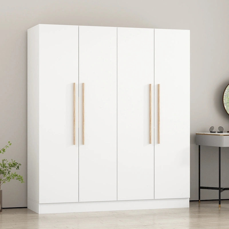 Armoire Kerrogee 4 portes avec tringle de suspension, 70,9H x 63W, blanche