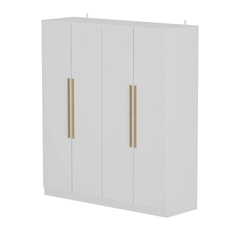 Armoire Kerrogee 4 portes avec tringle de suspension, 70,9H x 63W, blanche