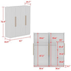 Armoire Kerrogee 4 portes avec tringle de suspension, 70,9H x 63W, blanche