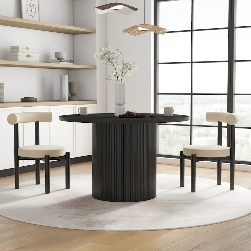 Table à manger ronde à pied central