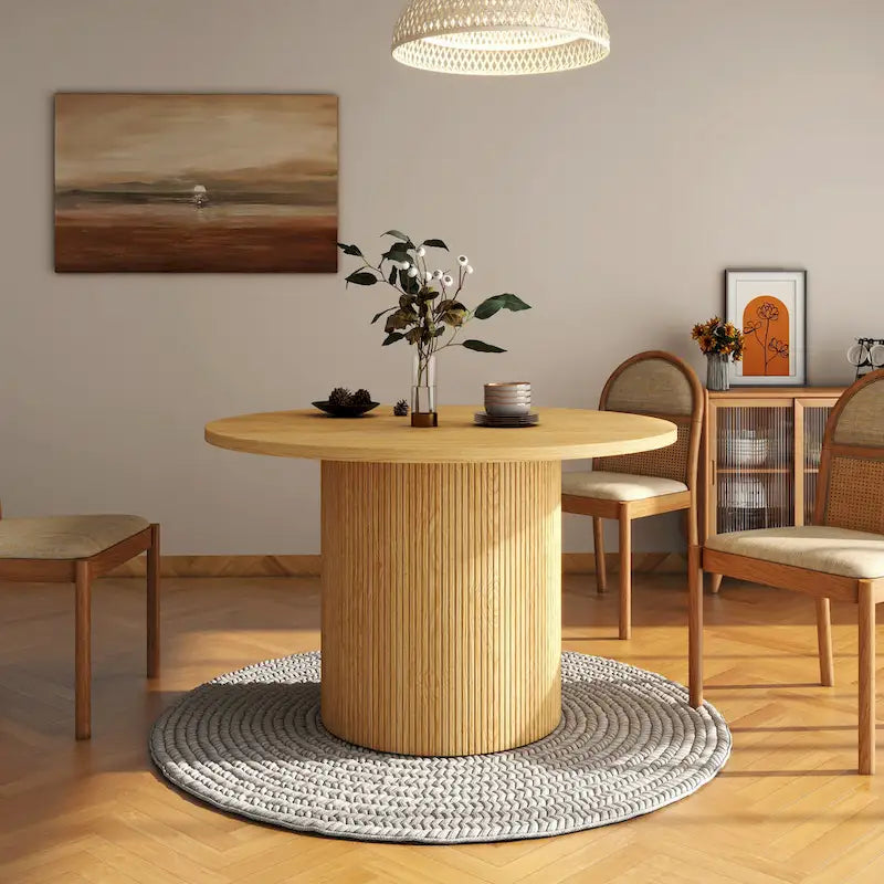 Table à manger ronde à pied central