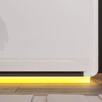 Table de chevet LED blanche moderne, finition brillante, avec 2 tiroirs