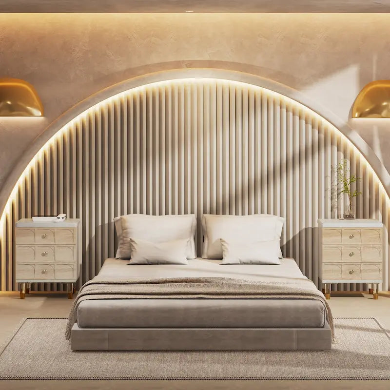 Table de chevet avec 3 tiroirs, table d'appoint de chambre haute avec rangement pour chambre à coucher, salon