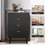 Commode de rangement à 4 tiroirs avec texture imitation marbre, tour de rangement pour chambre à coucher