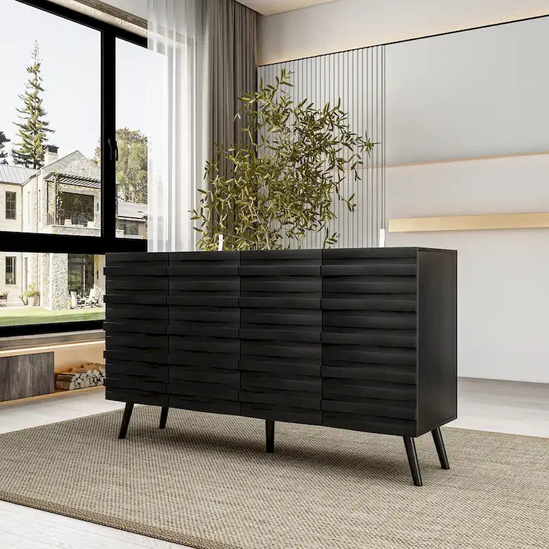 Meuble Buffet Noir Élégant Table Console Décoration Maison Table d'Appoint Bois