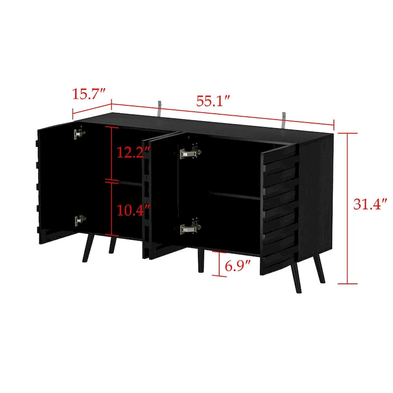 Meuble Buffet Noir Élégant Table Console Décoration Maison Table d'Appoint Bois