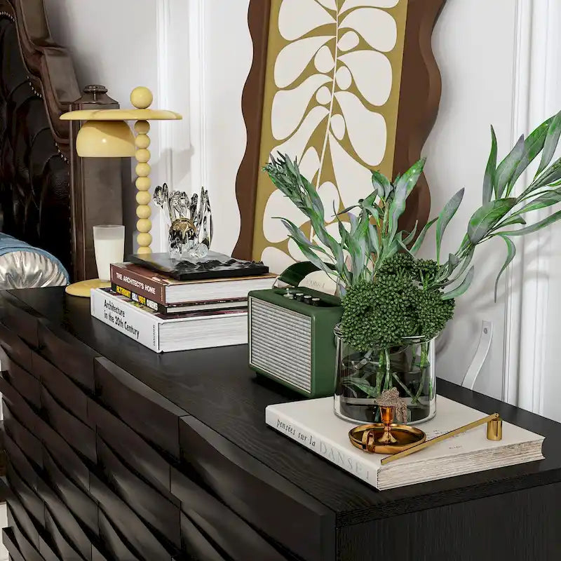 Meuble Buffet Noir Élégant Table Console Décoration Maison Table d'Appoint Bois