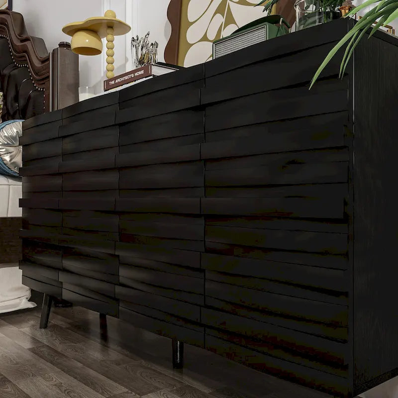 Meuble Buffet Noir Élégant Table Console Décoration Maison Table d'Appoint Bois