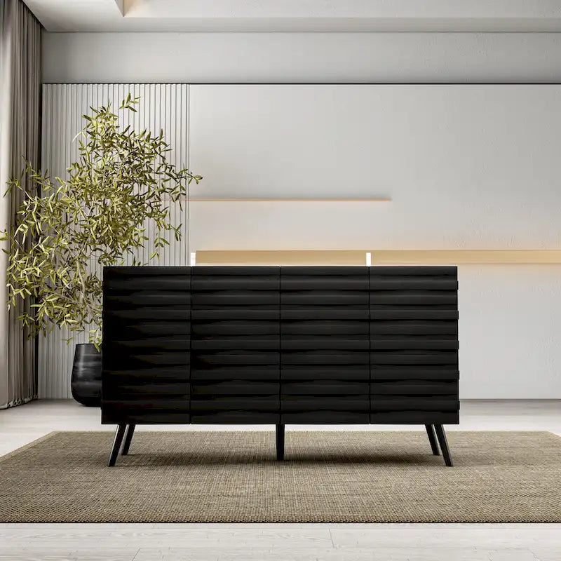 Meuble Buffet Noir Élégant Table Console Décoration Maison Table d'Appoint Bois