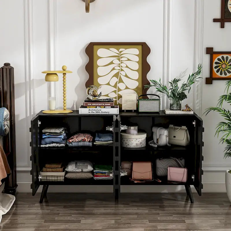 Meuble Buffet Noir Élégant Table Console Décoration Maison Table d'Appoint Bois