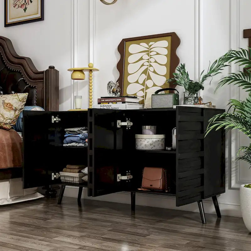 Meuble Buffet Noir Élégant Table Console Décoration Maison Table d'Appoint Bois