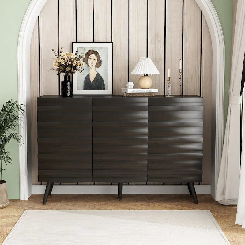 Meuble Buffet Noir Élégant Table Console Décoration Maison Table d'Appoint Bois