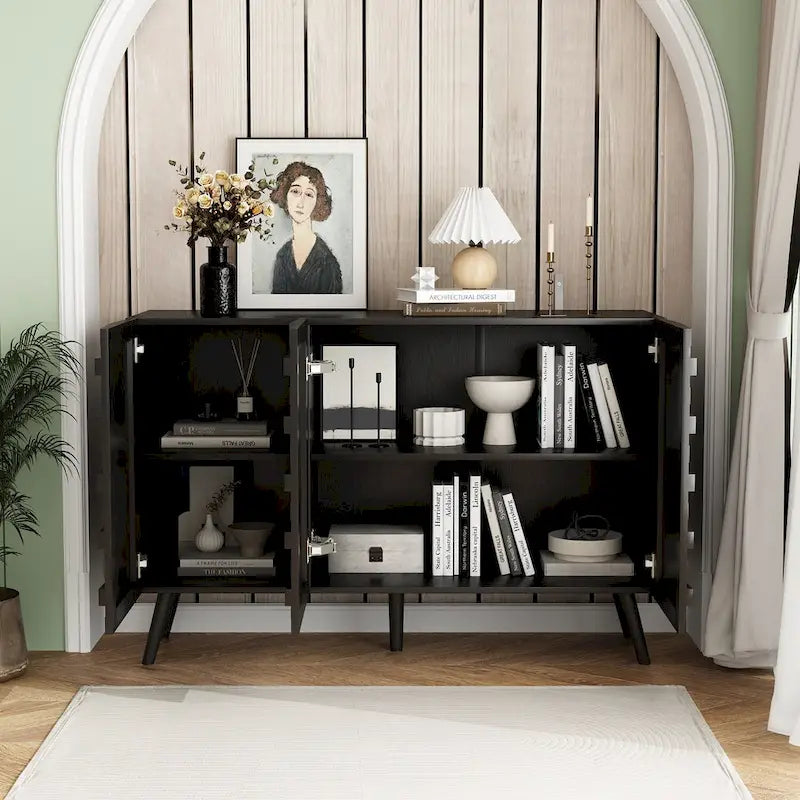 Meuble Buffet Noir Élégant Table Console Décoration Maison Table d'Appoint Bois