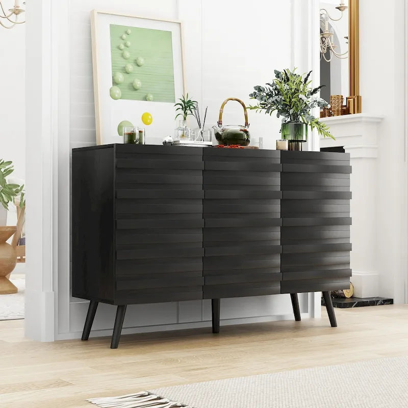 Meuble Buffet Noir Élégant Table Console Décoration Maison Table d'Appoint Bois