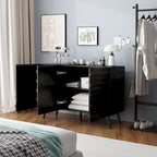 Meuble Buffet Noir Élégant Table Console Décoration Maison Table d'Appoint Bois