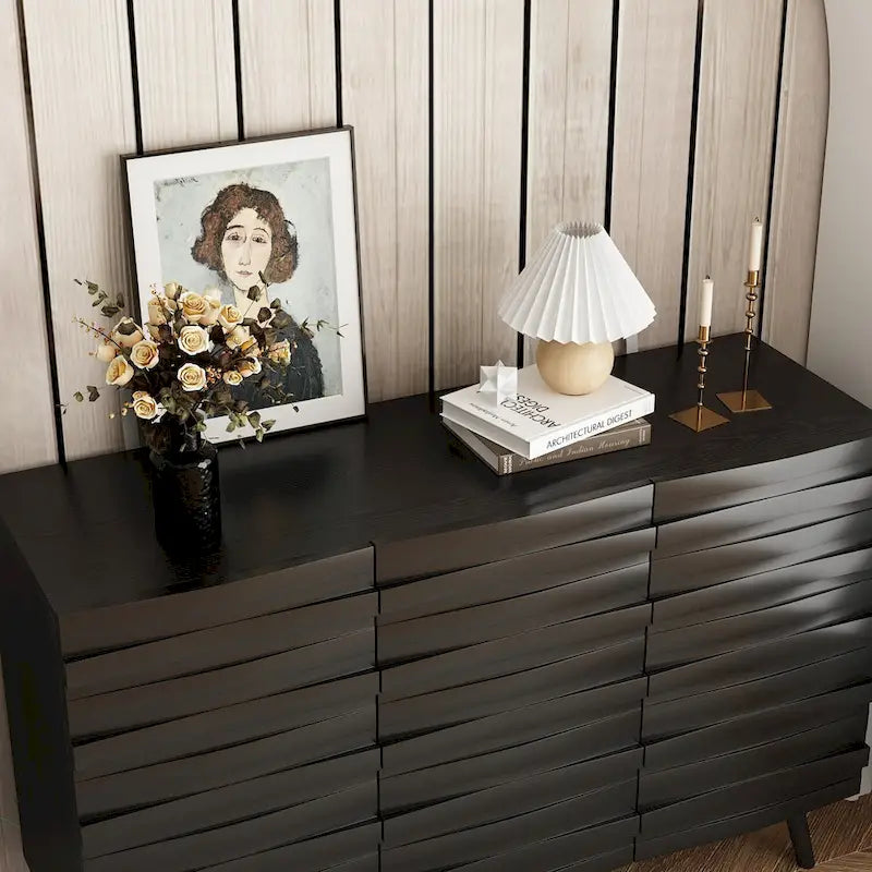 Meuble Buffet Noir Élégant Table Console Décoration Maison Table d'Appoint Bois